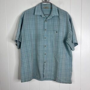 Paradise Collection Teal Blue and White Buttondown Casual Shirt SZ XL